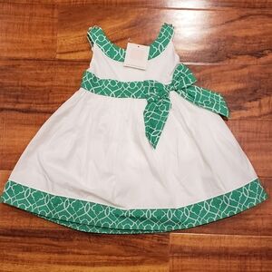 Janie and Jack NWT 12-18 months ivory and green tile print dress